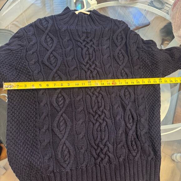 Tasso Elba Men's Chunky Cable Knit Mock Turtleneck Sweater Navy Blue Size XL - Picture 5 of 6